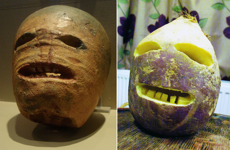 Dos Jack O’ Lanterns tradicionales en un nabo y una remolacha. Foto: Wikipedia